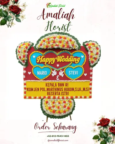 Karangan Papan Bunga Pernikahan di Airmata